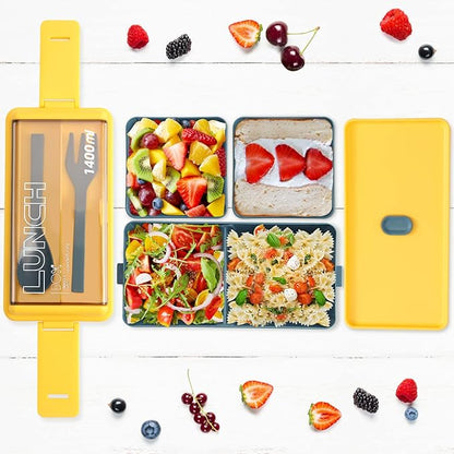 2 Pack Bento Box Adult Lunch Box,49OZ Leakproof Eco-Friendly Stackable Bento Lunch Box Meal Prep for Dining Out, Work, Picnic, School (green+blue)