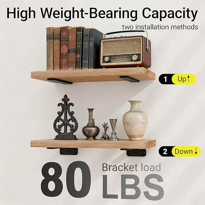SKYSEN 4 Pack 12" Floating Shelf Bracket, Shelves Brackets, Wood Shelving Brackets Hardware - Heavy Duty - 4/6/8/10/12 inch - Real Hidden Bracket Design（tzj12-4）