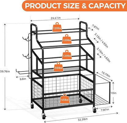 Dumbbell Rack, Home Gym Weight Rack Storage, Adjustable Dumbbell Stand Organizer with Wheels, Holds Dumbbells, Kettlebells, Yoga Mats