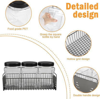 Dog Treat Container, Airtight Dog Treat Jar Set of 3, Wire Pet Food Storage Containers , With Reusable Bone Shaped Label Sticker, Suitable for Pet Snacks Storage, Farmhouse Kitchen Counter(68oz*3)