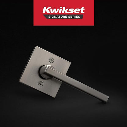 Kwikset Halifax Dummy Door Handle, Single Sided Lever for Closets, French Double Doors, and Pantry, Satin Nickel Non-Turning Reversible Interior Push/Pull Lever, with Microban Protection