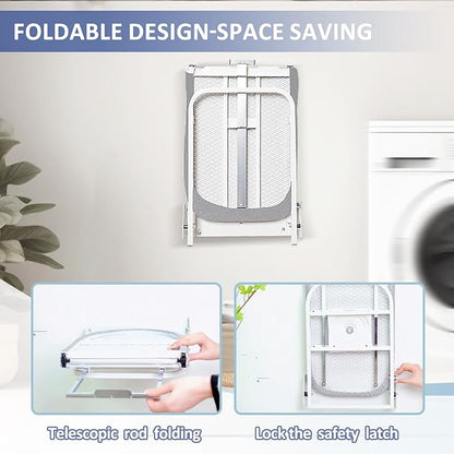 VerRich Foldable Wall Mounted Ironing Board 36” x 12”180°Rotatable Ironing Boardwith Heat Resistant Cover, Space-Saving for Home, Laundry Room,Apartment & Dorms, Gray