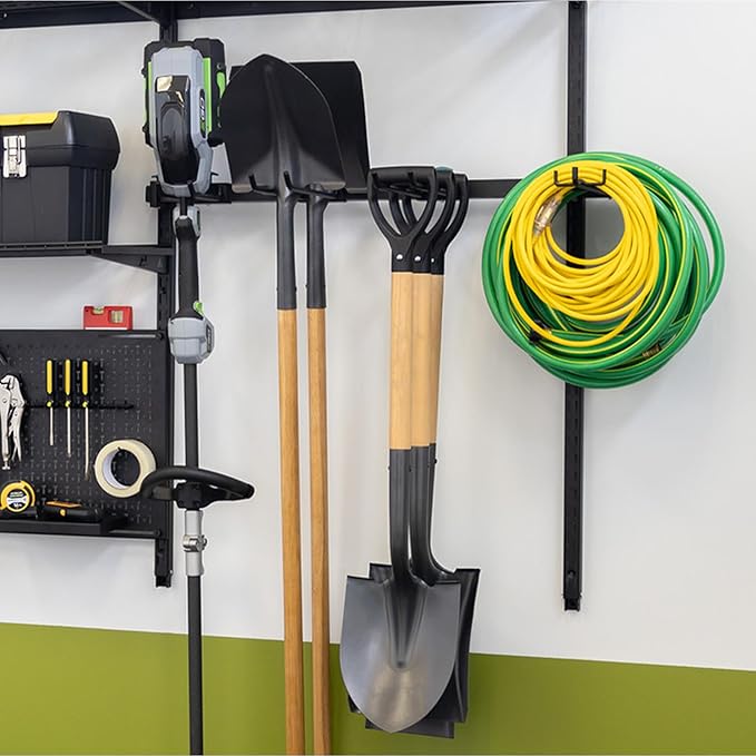 StoreYourBoard G-Tool Pro Storage System, Adjustable Garage Wall Mount Organizer With Pegboard & Shelf, Yard Shovel Rake Holder, Holds 500 Lbs