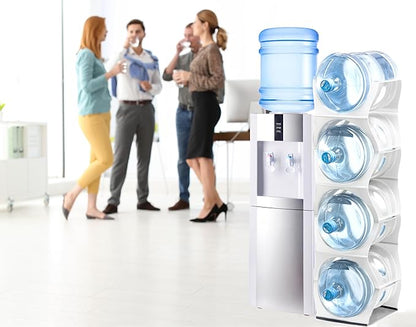 Bariboo Stackable Water Bottle Storage Rack Best Water Jugs 5 Gallon Organizer. Jug Holder for Kitchen, Cabinet and Office Organizing. Reinforced Polypropylene (White, 4 No Shelf)
