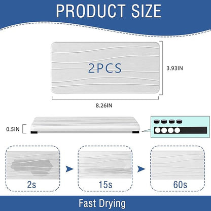 2PCS Water Absorbing Stone Tray, Fast Drying Stone Sink Tray, Water Absorbent Diatomite Trays, Stones Soap Trays, Diatomite Coasters for Kitchen Sink Bathroom Counter, Hand Soap Dish & Holders
