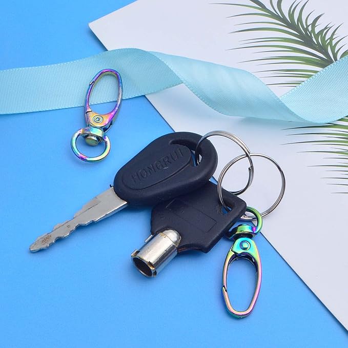 BronaGrand Swivel Clasp Clips,20pcs 35mm Swivel Trigger Clips Metal Keyring Clasps Snap Hooks for Hanging Key Chains Dog Leashes Crafts Decorations,Rainbow Color