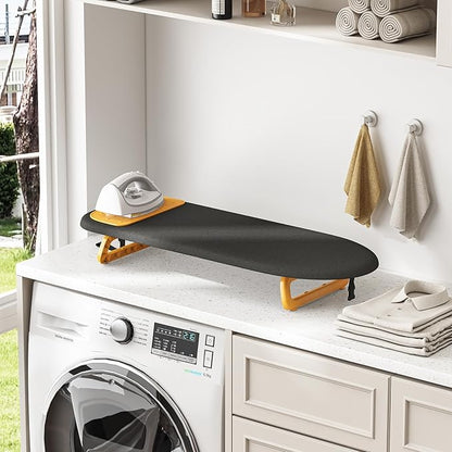 KINGBOARD Tabletop Ironing Board, Small Ironing Board with Iron Mat, Foldable Mini Iron Board, Easy Storage for Travel & Dorm, 12x32 Black