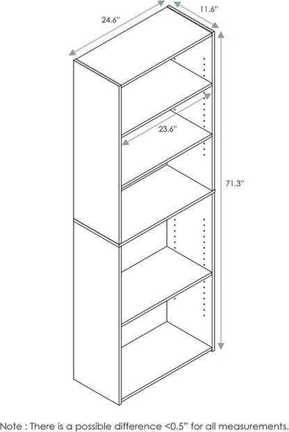 FURINNO Wright 5-Shelf Bookcase, Soft White