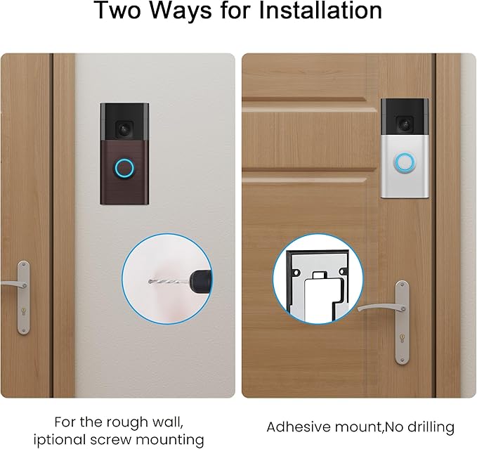 No-Drill Adhesive Video Doorbell Mount Compatible with Ring Battery Doorbell (2024 Release), Door Mounting Holder Bracket Accessories for Apartments Office Houses (2 Pack)