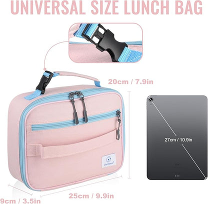 Genteen Lunch Box Kids,Insulated Lunch Bag Kids Girls,Soft Bag Small Cooler Back to School Thermal Meal Tote Kit Lunch Box for School,Work,Outdoor (Pink)
