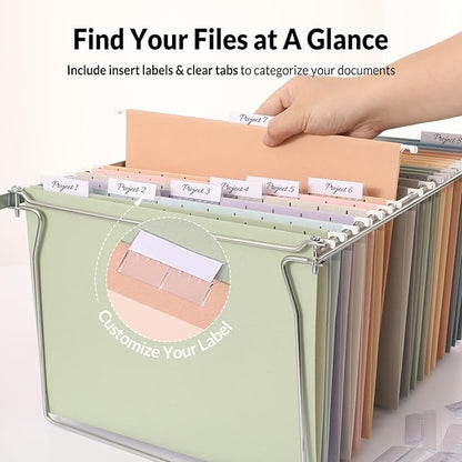 SUNEE Hanging File Folders, 50 Pack Letter Size Hanging File Folders with 1/5-cut Tabs, Stay Organized for Your Home and Office Bulk File, Documents and Paper, 10 Pastel Colors