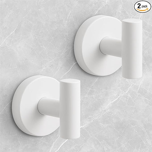 Shower Hooks for Inside Shower,No-Drill Removable&Reusable Towel Hooks for Bathroom,Heavy Duty Suction Cup Hooks for Glass Window,2 Packs(White)