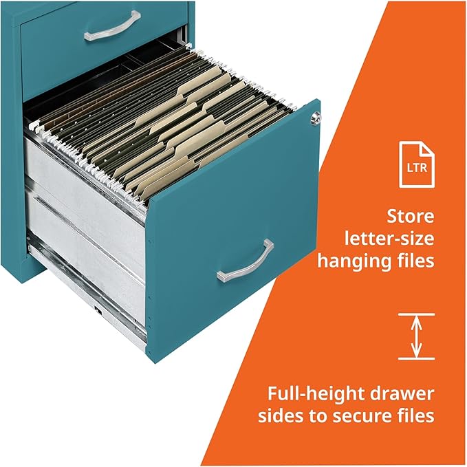 2 Drawer Locking Filing Cabinet | Pre-Assembled Steel Construction | Space-Saving Design is Perfect for Home and Small Office | Letter-Size | Assembled in North America