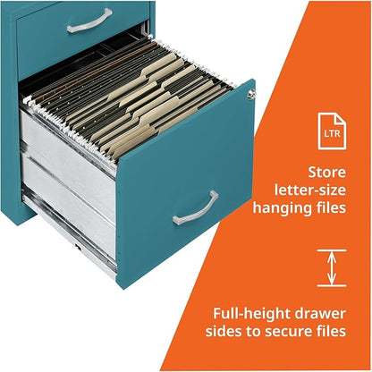 2 Drawer Locking Filing Cabinet | Pre-Assembled Steel Construction | Space-Saving Design is Perfect for Home and Small Office | Letter-Size | Assembled in North America