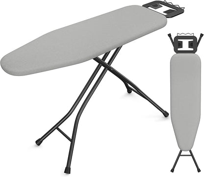 Yaheetech Foldable Ironing Board, Heavy Duty Iron Board with 9 Adjustable Heights, 4 Layer Cover and Safety Iron Rest, 52X14 Compact and Space Save Iron Board for Home Laundry Room Use, Gray