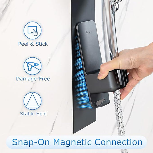 Modular Magnetic Handheld Shower Head Holder, 5-Section Customizable Sliding Rail with Tool-Free Adhesive Installation, Adjustable Height and Angle for Shower Chairs, Kids, Pets, Elderly, RV, Bathtub
