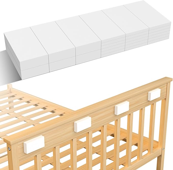 24 Packs Furniture Wall Protector, 6Pcs(0.6" Thick) + 18Pcs(0.2" Thick) EVA Foam Headboard Stoppers for Wall, Bed Stoppers for Headboard, Bed Frame & Wall Guards, White Headboard Bumper