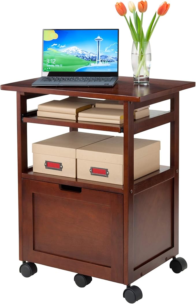 Winsome Piper 3-Shelf Wood Mobile Printer Stand, Brown (94427)