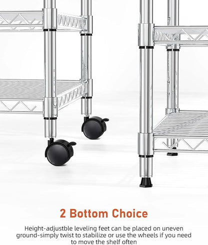 Simple Deluxe Heavy Duty 3-Shelf Shelving Unit, 24.02" D x 13.78"W x 21.97" H, 3 Tier, Chrome