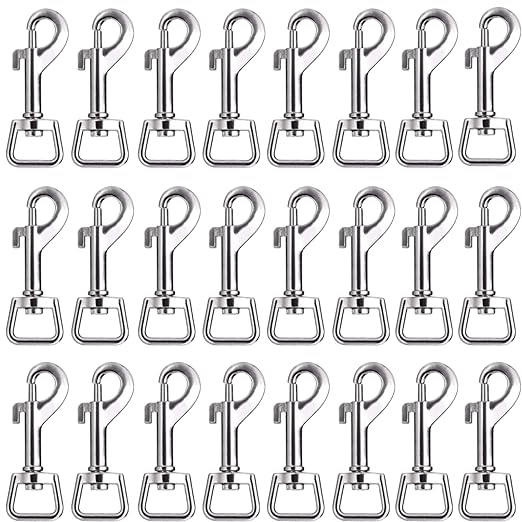 Therwen 24 Pcs Swivel Snap Hooks for Dog Leash Heavy Duty 2.76 Inch Flag Clasp Single Ended Clip Hooks Multipurpose Bolt Snap for Keychain Camera Strap Linking Pet Leash(Groovy Style,0.63")
