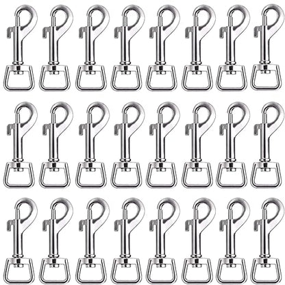 Therwen 24 Pcs Swivel Snap Hooks for Dog Leash Heavy Duty 2.76 Inch Flag Clasp Single Ended Clip Hooks Multipurpose Bolt Snap for Keychain Camera Strap Linking Pet Leash(Groovy Style,0.63")