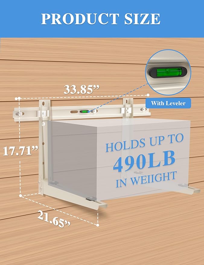 Mini Split Mounting Brackets for Outside, Condenser Bracket with Leveler for 7000 BTU to 24000 BTU Outdoor Ductless Mini Split Air Conditioner Heat Pump AC Systems, Max 490 Lb Capacity