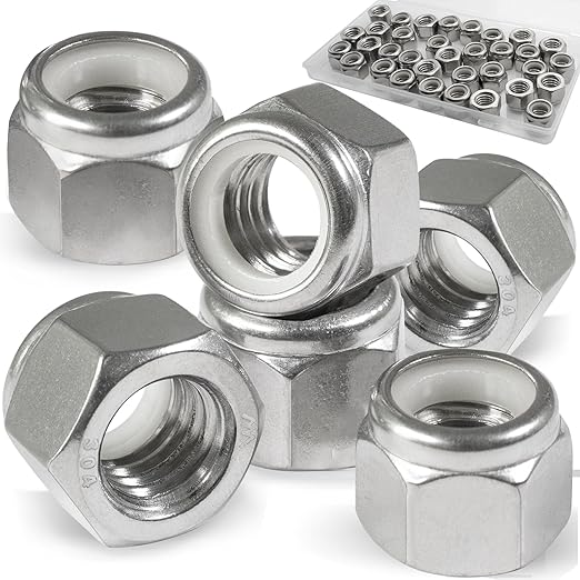 35 Pack 3/8"-16 Inch Locknuts,304 (A2-70) Stainless Steel Nylon Insert Lock Nuts,Standard Inch Thread Nylock Nuts