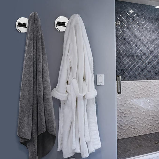 NearMoon Bath Towel Hooks- SUS 304 Stainless Steel Robe Hook Holder, Heavy Duty Coat Hook for Bathroom Livingroom Hotel Kitchen Garage, Wall Mounted (Chrome Finish, 4 Pack)