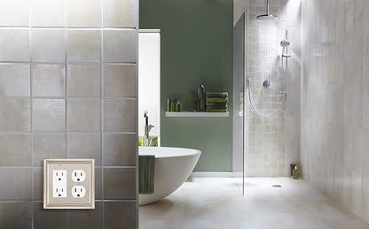 Henne Bery Sunken Pearls Heavy Duty Decorative Wall Plate Switch Plate Outlet Cover (Decorator/Duplex, Satin Nickel)