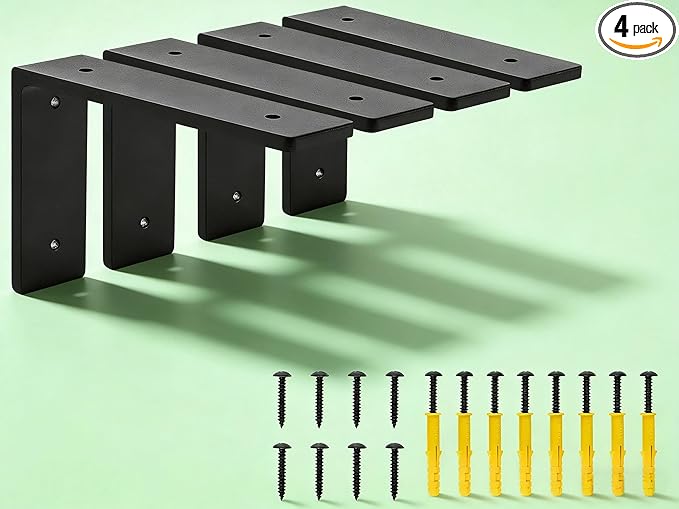 6"x 4"Shelf Brackets, die-cast Formation, Vertical Angle, Premium Alloy Metal Heavy Duty Shelf Bracket, high Strength Mounting Hardware Included, Corner Brace Joint,Pack of 4 ,6 INCH x4 INCH(No Beam)