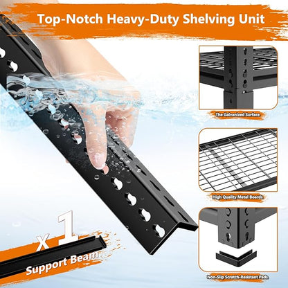 Storage Shelves Heavy Duty, 2 PCS 48" L x 18" W x 72" H Garage Wire Shelving Unit Loads 2800LBS, 5-tier Adjustable Metal Industrial Utility Shelf Rack for Kitchen, Laundry Room, Warehouse, Basement