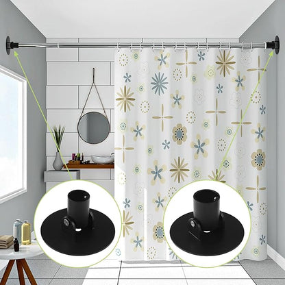 Adjustable Shower Curtain Rod Bracket, 2Pcs Different Sizes Titanium Steel Single Swivel Flange Heavy Duty Closet Rod Holder with Screws (Black, Inner Dia. 22mm & 26mm)