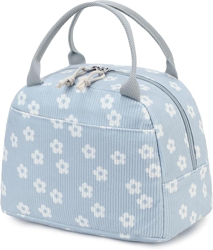 Bluboon Lunch Bag for Women Men Cute Corduroy Lunch Tote Bags Reusable Insulated Lunch Box Large Capacity Reusable Insulated Cooler for Work Picnic or Travel