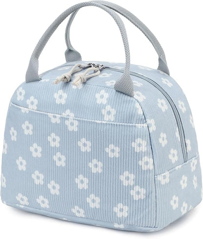 Bluboon Lunch Bag for Women Men Cute Corduroy Lunch Tote Bags Reusable Insulated Lunch Box Large Capacity Reusable Insulated Cooler for Work Picnic or Travel