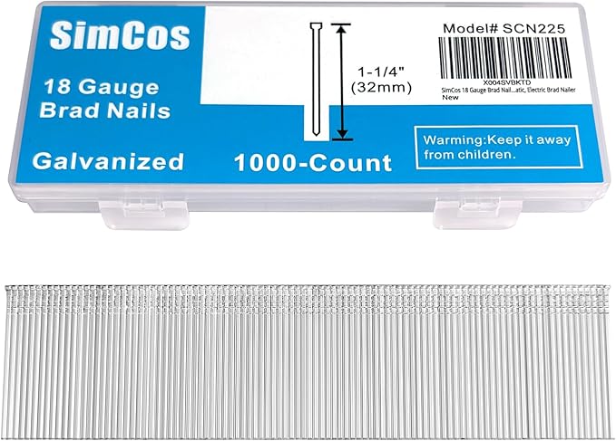18 Gauge Brad Nails 4 Sizes (2",1-1/2",1-1/4",3/4") Galvanized 18 GA Nail Gun Nails Assorted and Small Finishing Nails for Pneumatic, Electric Brad Nailer (1-1/4" - 1000 PCS)