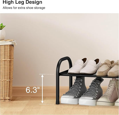 STO STO Expandable Shoe Organizer, 1-Tier Metal Shoe Rack for Closet, Up to 8 Pairs Adjustable Storage for Front Door Entrance, Free Standing Organizer for Entryway, Black