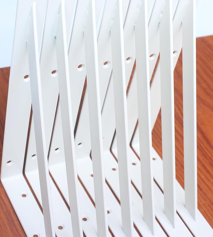 20 Pack L12 x H 8" White Heavy Duty Shelf Brackets with Screws Metal Shelf Brackets Shelf Support Angle Brackets for Shelves L Brackets Heavy Duty Floating Shelf