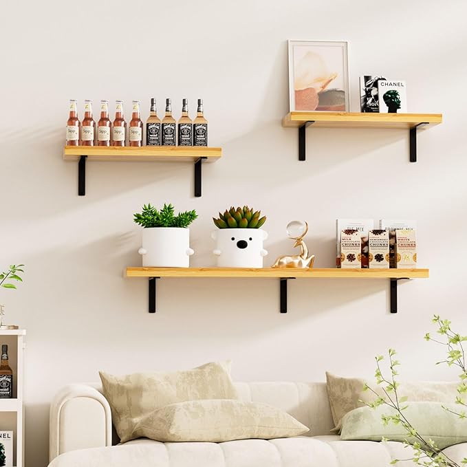 6 Pack - L 5" x H 4" x W1.5, 5mm Thick Black L Shelf Bracket, Iron Shelf Brackets, Metal Shelf Brackets, Floating Shelf, Shelf Supports with Screws
