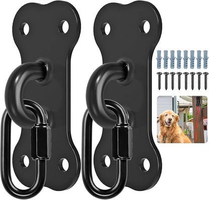 Dog Leash Holder for Wall, Heavy Duty Hook for Lead Management, Easy to Install, Fully Welded Hook for Indoor & Outdoor Use, Black, 2 Pack