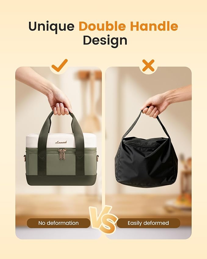 LOVEVOOK Insulated Lunch Bag for Women & Men - Cooler Lunch Tote and Lunch Box for Work and Travel, Light Green-beige-Dark olive Green