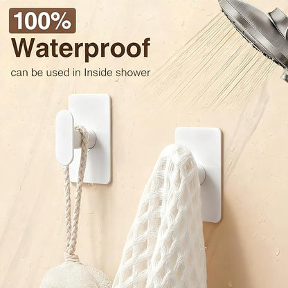 pickpiff Adhesive Towel Hooks for Bathroom: 20LB Extra Strong Wall Hanger for Shower Kitchen RV Dorm Apartment, White 8 Pack