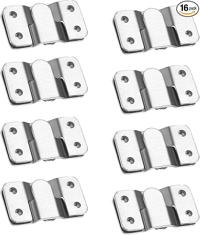 Flush Mount Bracket, Headboard Wall Mounting Brackets-56 x 30mm Interlocking Hanging Bracket, Mounting Hardware for Picture Hanging and Sectional Couch Connectors (8 Pairs)
