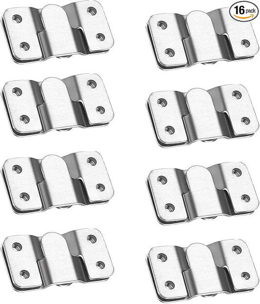 Flush Mount Bracket, Headboard Wall Mounting Brackets-56 x 30mm Interlocking Hanging Bracket, Mounting Hardware for Picture Hanging and Sectional Couch Connectors (8 Pairs)