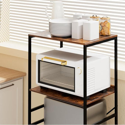 Mini Fridge Shelf Mini Fridge and Microwave Stand Over Mini Fridge Storage Rack Height Adjustable Microwave and Fridge Stand Suitable for Dorm, Kitchens, Offices, Brown