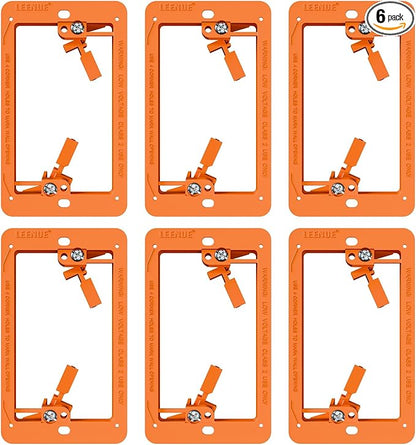 Low Voltage Mounting Bracket 1 Gang for Ethernet Wall Plate, Low Voltage Box for Telephone Cord, Network Cable, Hdmi Cable, Coax Cable, and Speaker Wire, 6 Pack