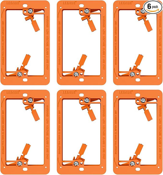 Low Voltage Mounting Bracket 1 Gang for Ethernet Wall Plate, Low Voltage Box for Telephone Cord, Network Cable, Hdmi Cable, Coax Cable, and Speaker Wire, 6 Pack