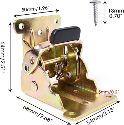 TopDirect Locking Hinge for Folding Leg Brackets,Heavy Duty Folding Brackets 90 Degree Self Locking Folding Hinge for Table Legs Furniture 4 Pack，Zinc
