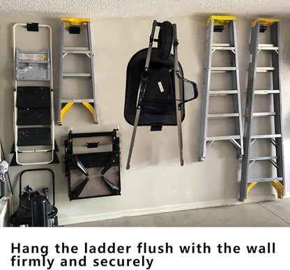 Heavy-Duty Wall Mount Ladder Hooks for Storage - Wheelbarrow Hangers for Garage Wall - 1 Pack