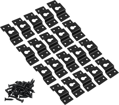 Piutouyar 20 Pcs Heavy Duty Keyhole Hangers, Metal Keyhole Bracket Hanger Accessories Fasteners with Screws for Picture Frames Mirrors Cabinet Box Audio Speaker Hanger Hook(Black, 71x30mm)