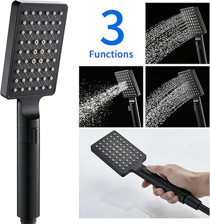 POPFLY LED Rainfall Waterfall Shower Panel Tower System, 4 Body Jets and 4 Mist Spray, 3-Function Handheld Shower, Stainless Steel Shower Tower with Temp Display, Brushed Gold